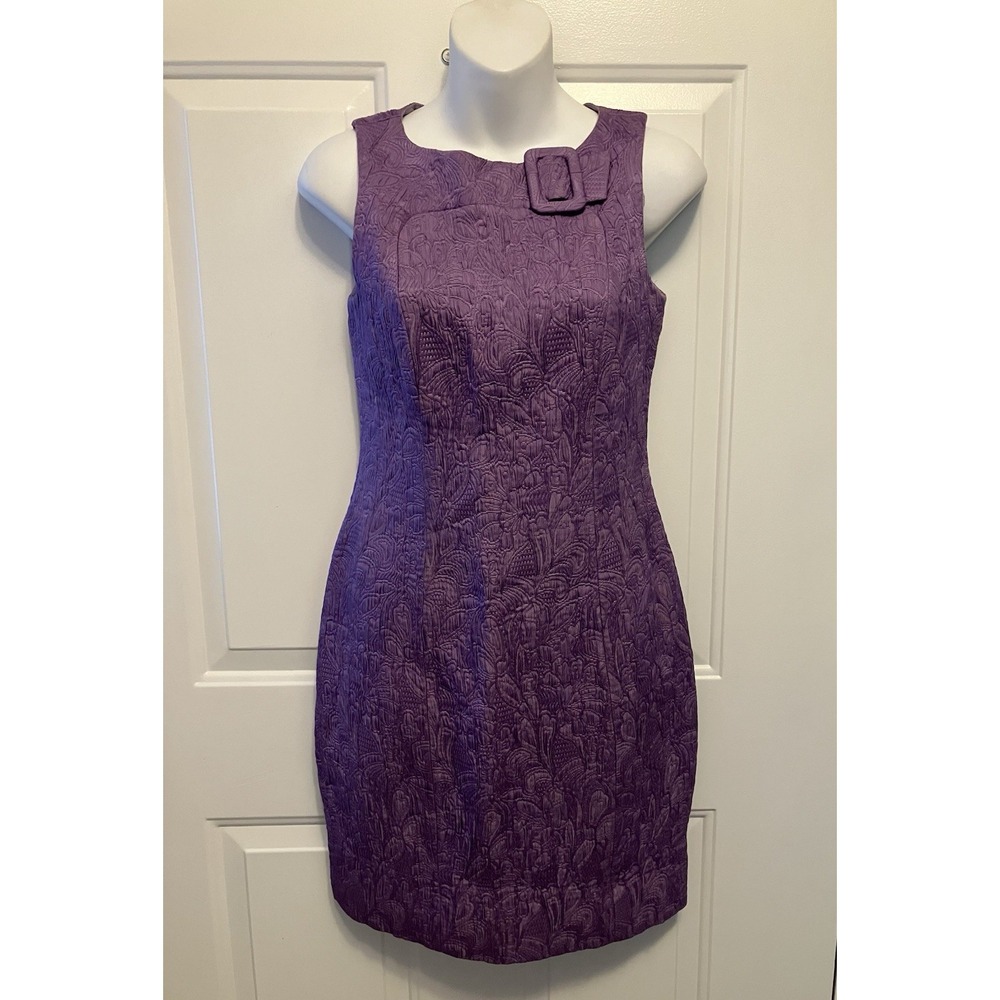 DAVID MEISTER Sheath Dress Size 4 Lavender Purple Jacquard Sleeveless